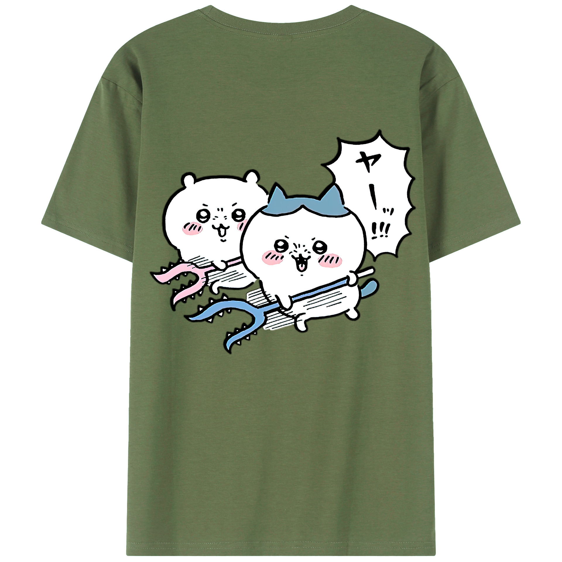 （画像用） ちいかわ ハチワレ Chii-kawa hachiware 綿100％ メンズ半袖Tシャツ（バックプリント） 通気性